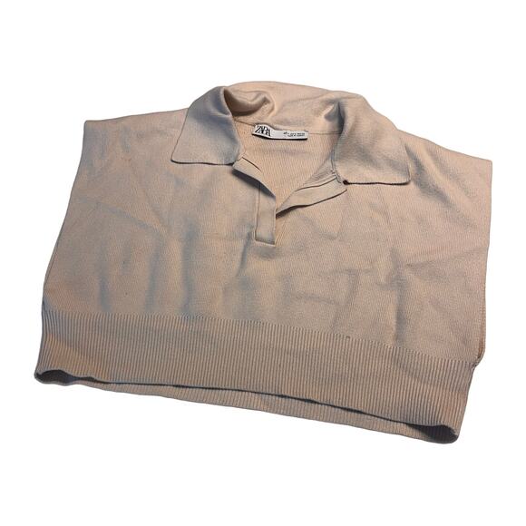 Zara Beige Collared Blouse - Picture 2 of 7